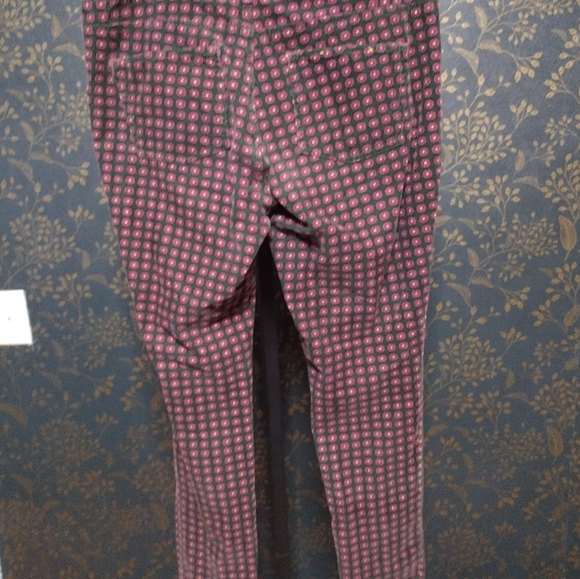 Pilcro Green With Pink And Yellow Design Corduroy Pants - Picture 4 of 5